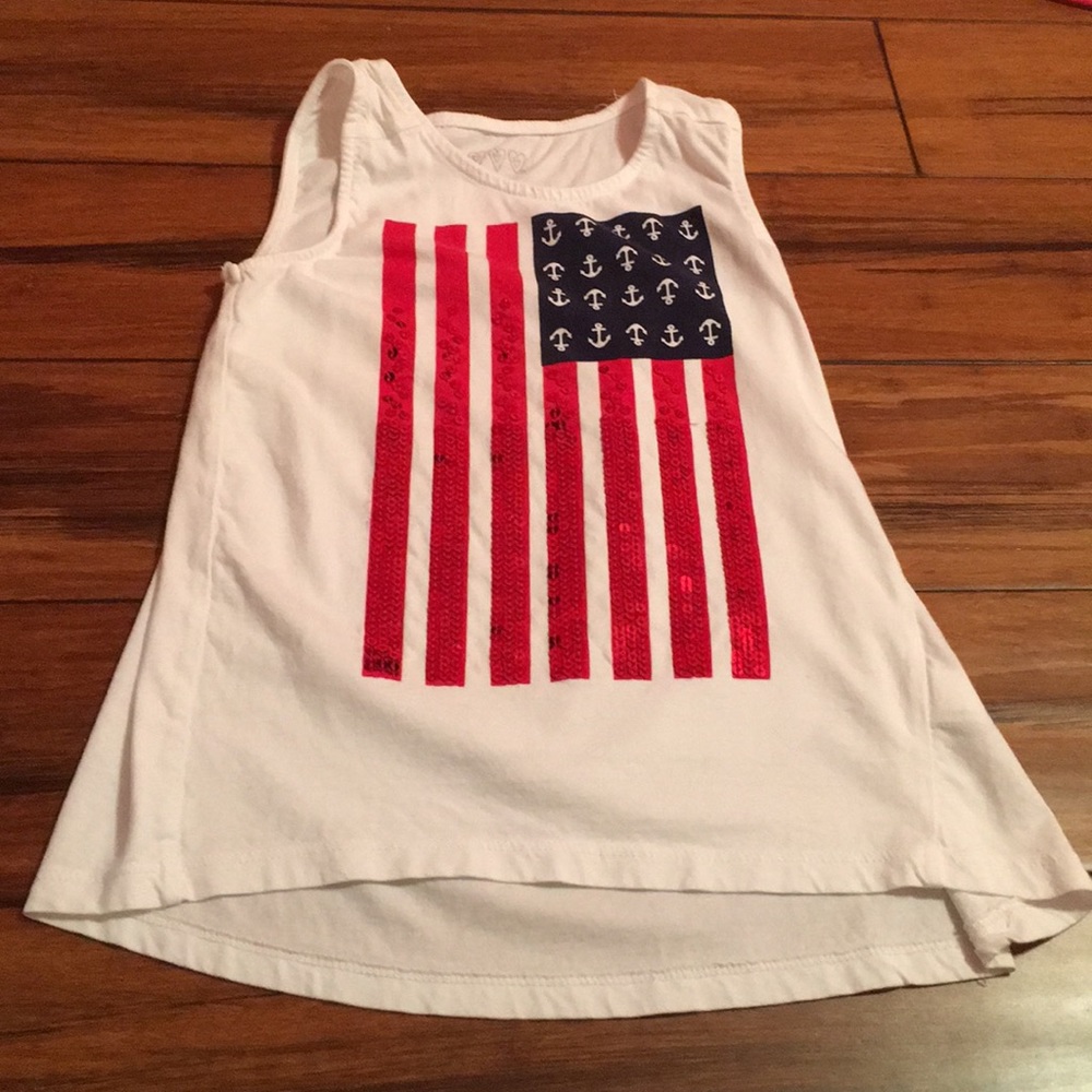 Flag tank top with anchors and sequins!!
